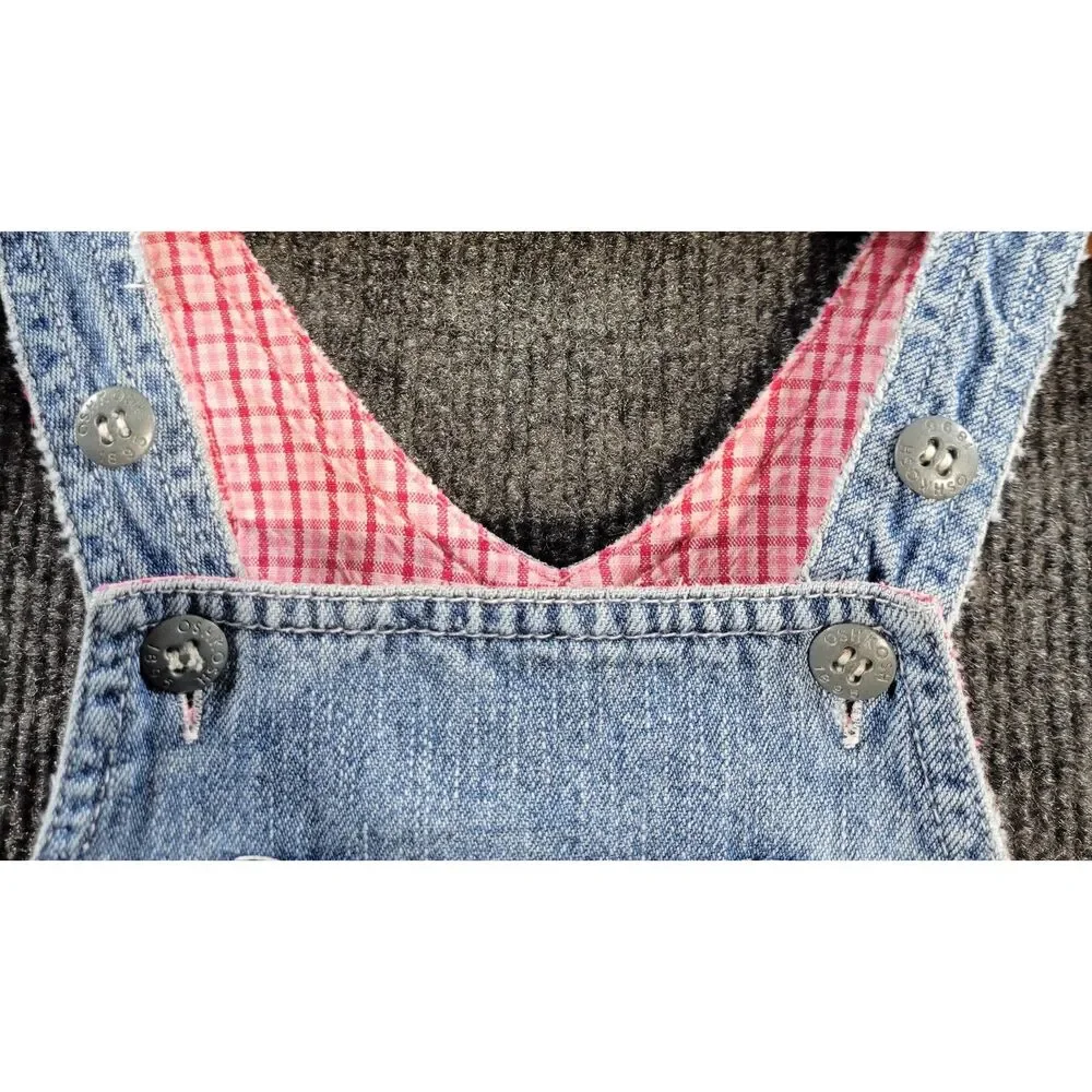 Oshkosh Girls Lined Overalls 12 Months Pink Checkered Lining 100% Cotton